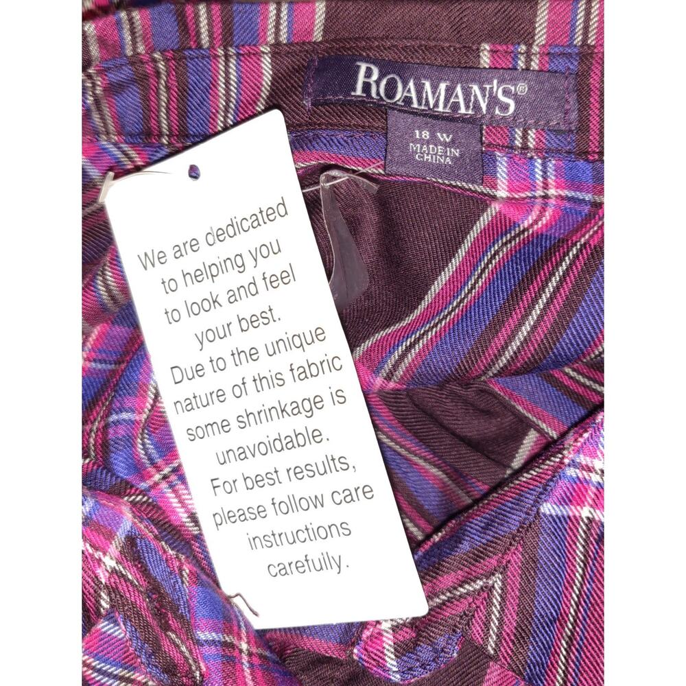 Roamans Plaid Dress PLUS 18W Purple Long Sleeve NEW Preppy Acadamia Teacher NWT - Picture 9 of 16